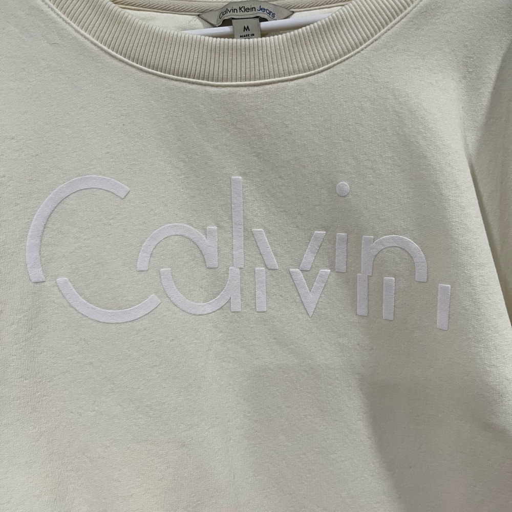 Calvin Klein Jeans Cream Fleece Crewneck - Picture 3 of 4